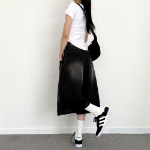 Широкие джинсовые шорты-бермуды с винтажной стиркой, 7/8, большого размера