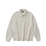 Melange Master Oversized Collar Half-Zip Sweatshirt – Cream