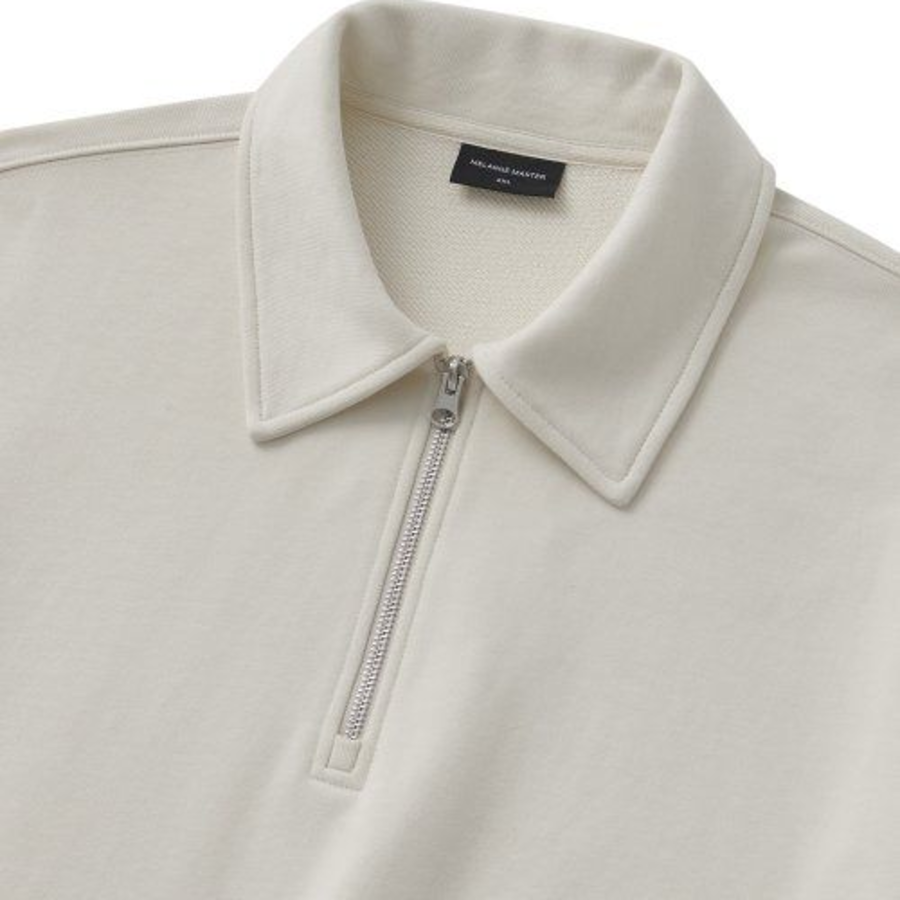 Melange Master Oversized Collar Half-Zip Sweatshirt – Cream