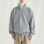 Melange Master Oversized Half-Zip Sweatshirt – Grey