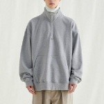 Melange Master Oversized Half-Zip Sweatshirt – Grey
