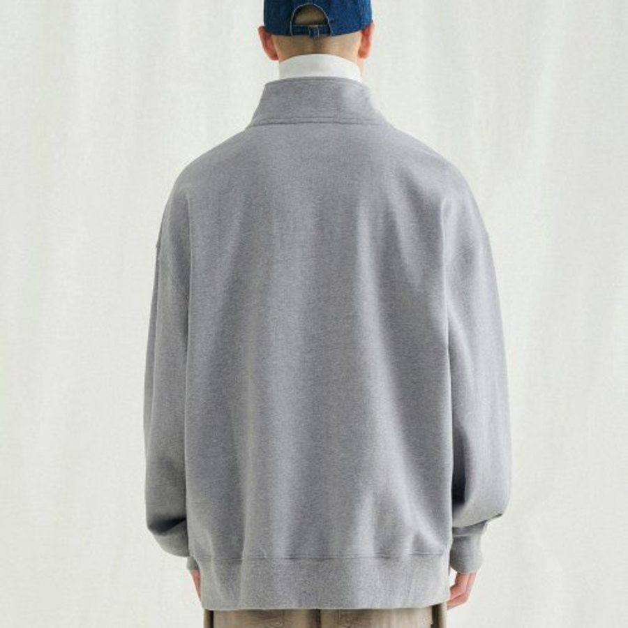 Melange Master Oversized Half-Zip Sweatshirt – Grey