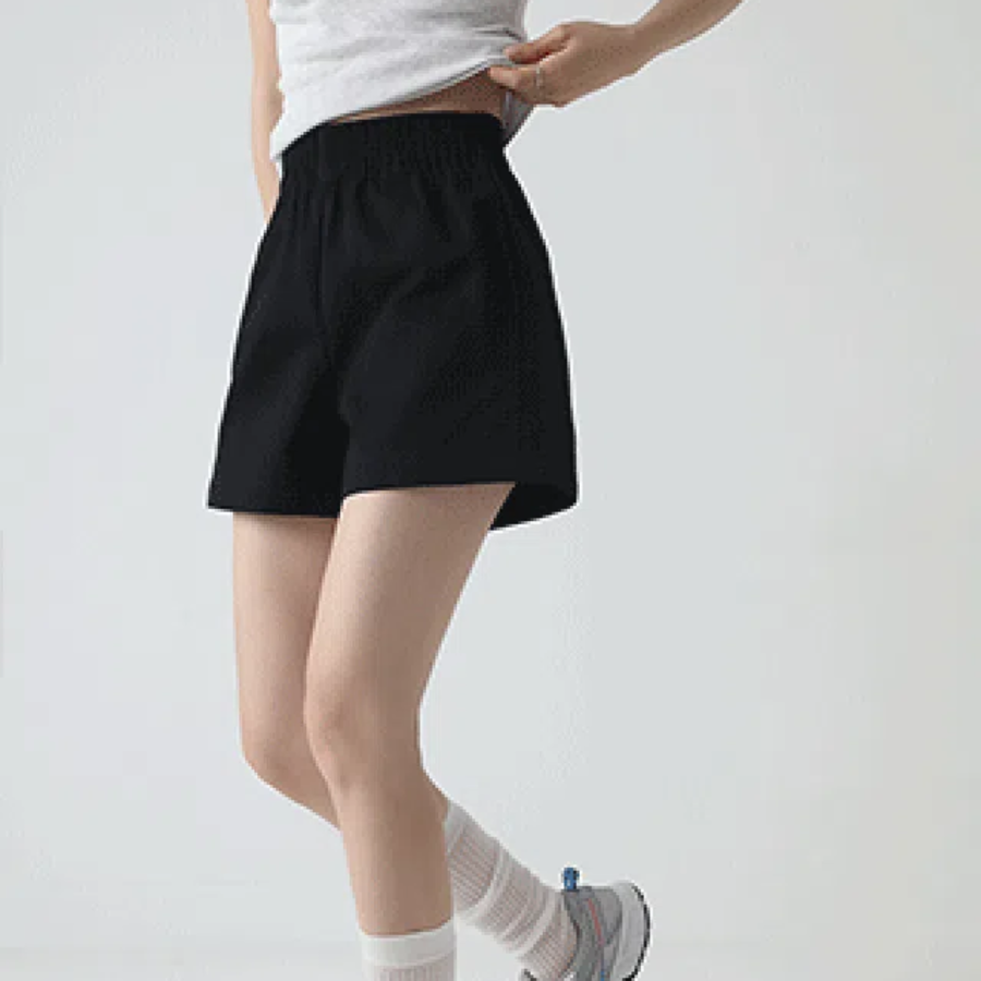 Женские хлопковые A-силуэтные шорты с эластичным поясом