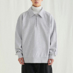 Melange Master Oversized Collar Half-Zip Hoodie – Light Grey