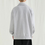 Melange Master Oversized Collar Half-Zip Hoodie – Light Grey