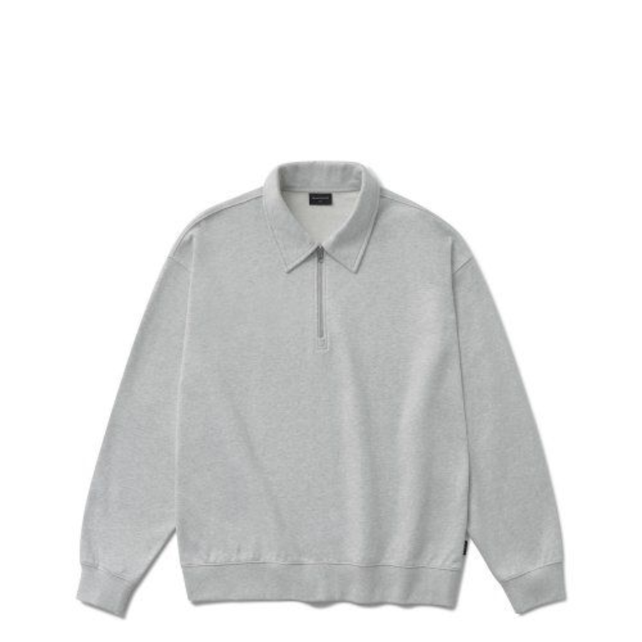 Melange Master Oversized Collar Half-Zip Hoodie – Light Grey