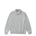 Melange Master Oversized Collar Half-Zip Hoodie – Light Grey