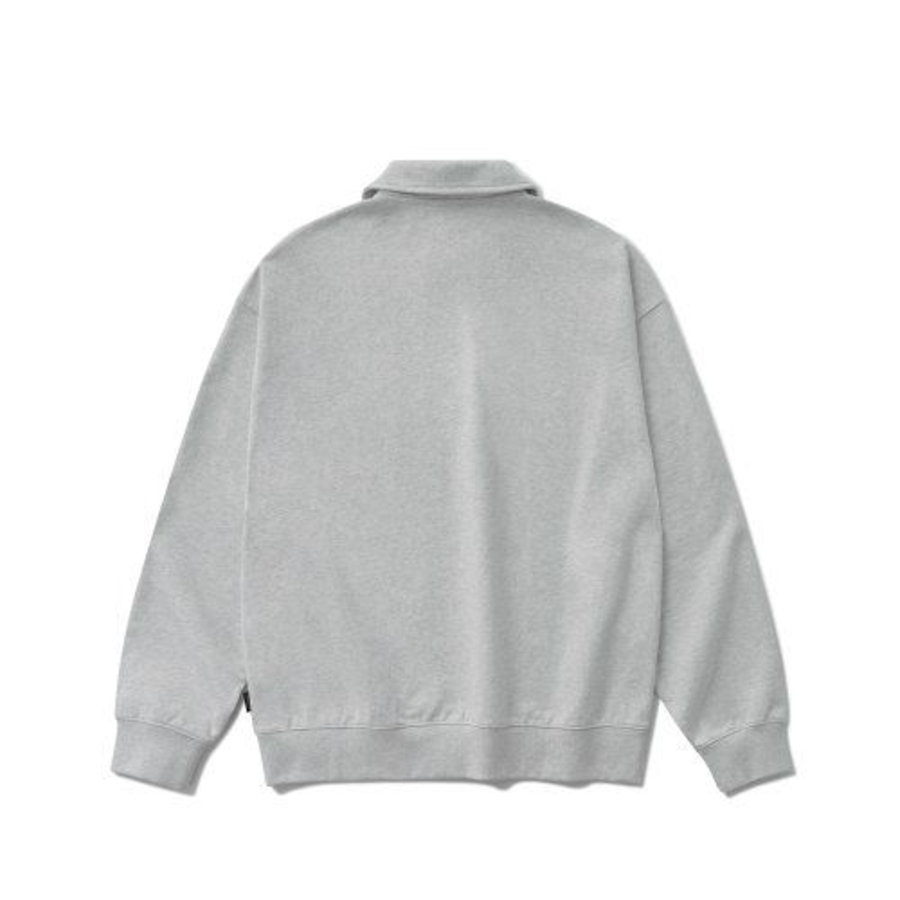 Melange Master Oversized Collar Half-Zip Hoodie – Light Grey