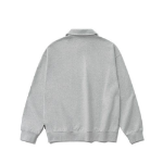 Melange Master Oversized Collar Half-Zip Hoodie – Light Grey