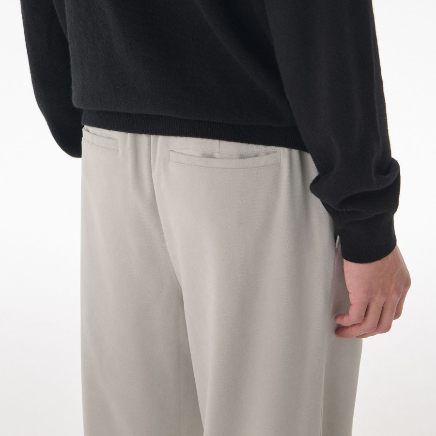 [Cooltandard] Brushed One Tuck Wide Banding Pants [Cream]