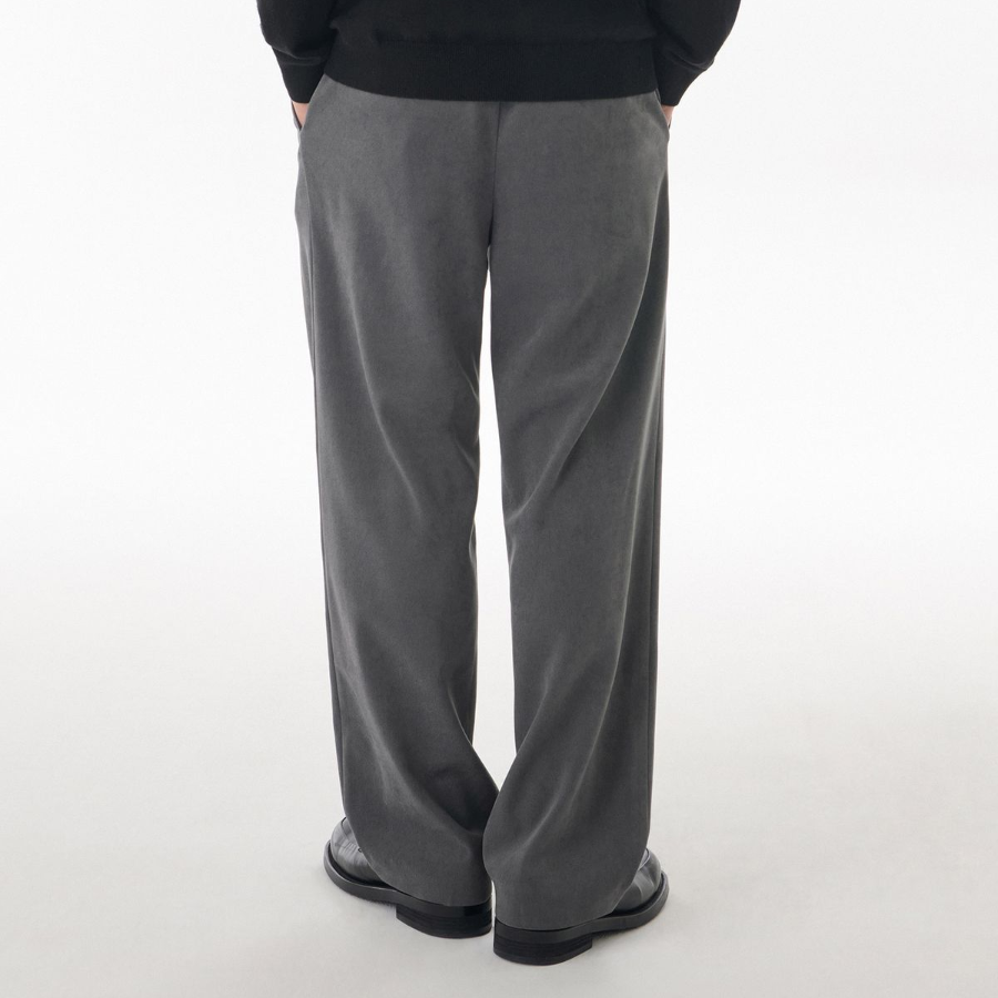[Cooltandard] Brushed One Tuck Wide Banding Pants [Gray]