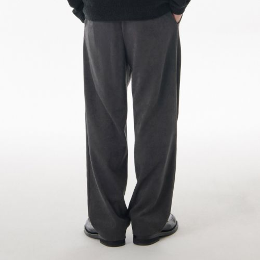 [Cooltandard] Brushed One Tuck Wide Banding Pants [Gunmetal]