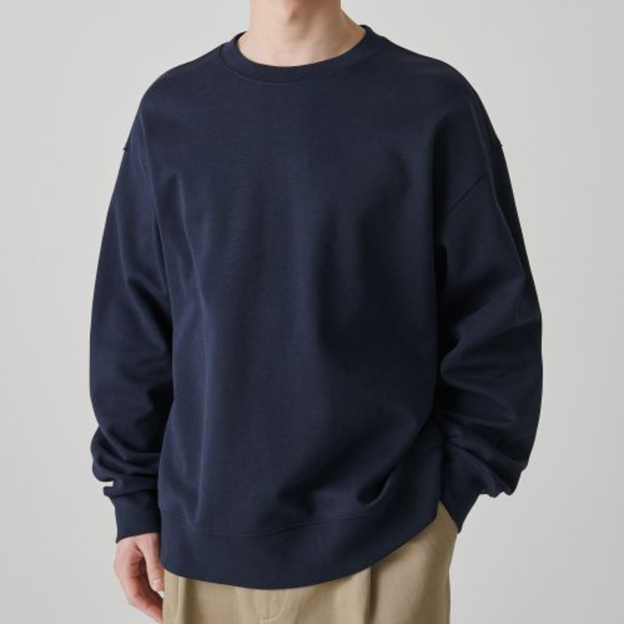 Musinsa Standard Flat Terry Raw Edge Cutting Oversized Sweatshirt – Navy