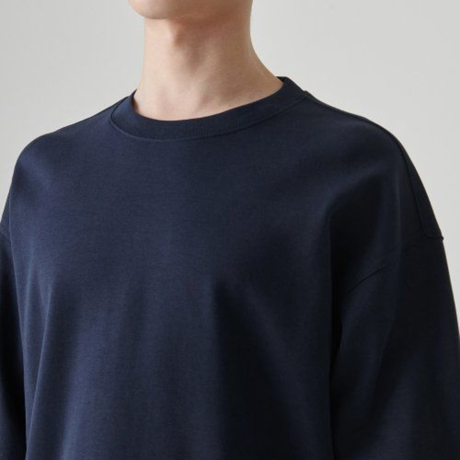Musinsa Standard Flat Terry Raw Edge Cutting Oversized Sweatshirt – Navy