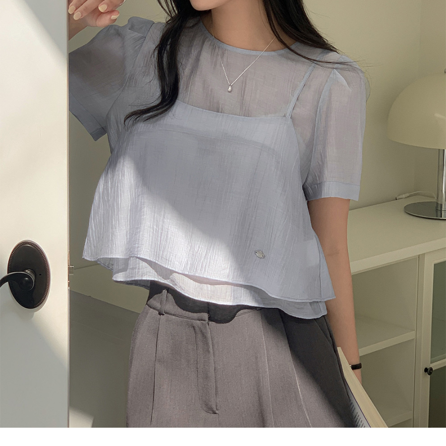 Cherry Blossom Layered Bustier Blouse Set