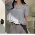 Cherry Blossom Layered Bustier Blouse Set