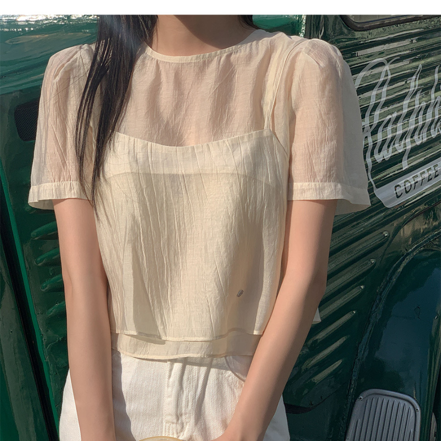 Cherry Blossom Layered Bustier Blouse Set