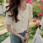 French Embossed Cardigan Blouse