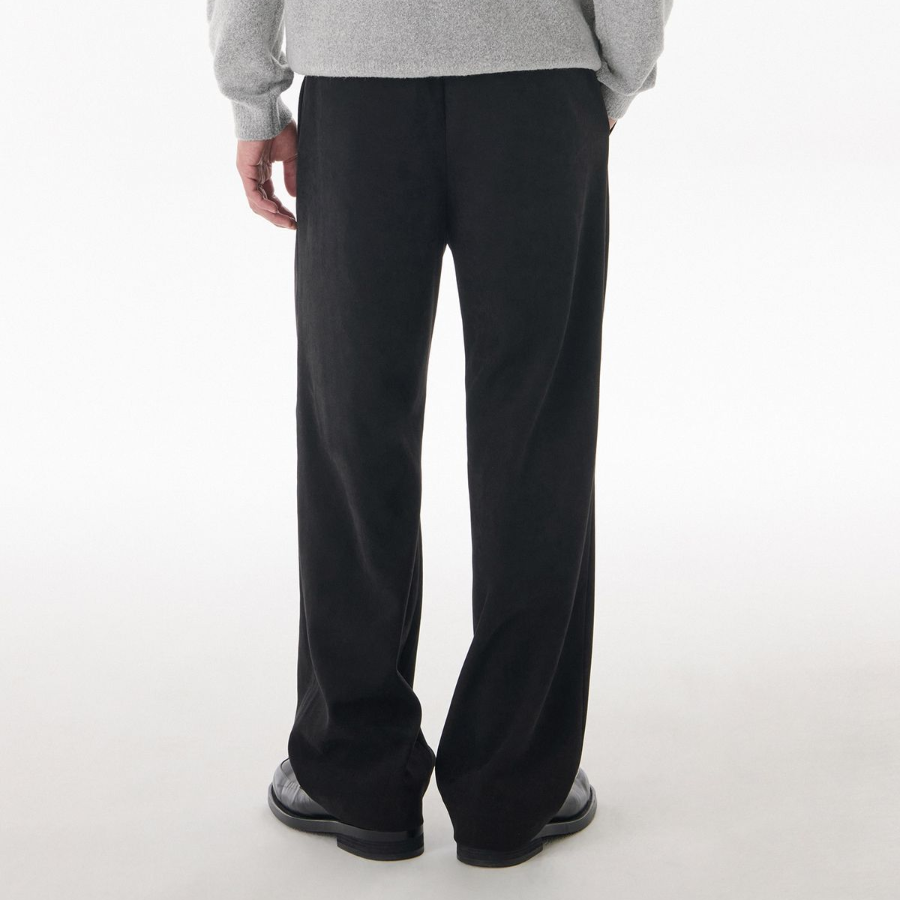 [Cooltandard] Brushed One Tuck Wide Banding Pants [Black]