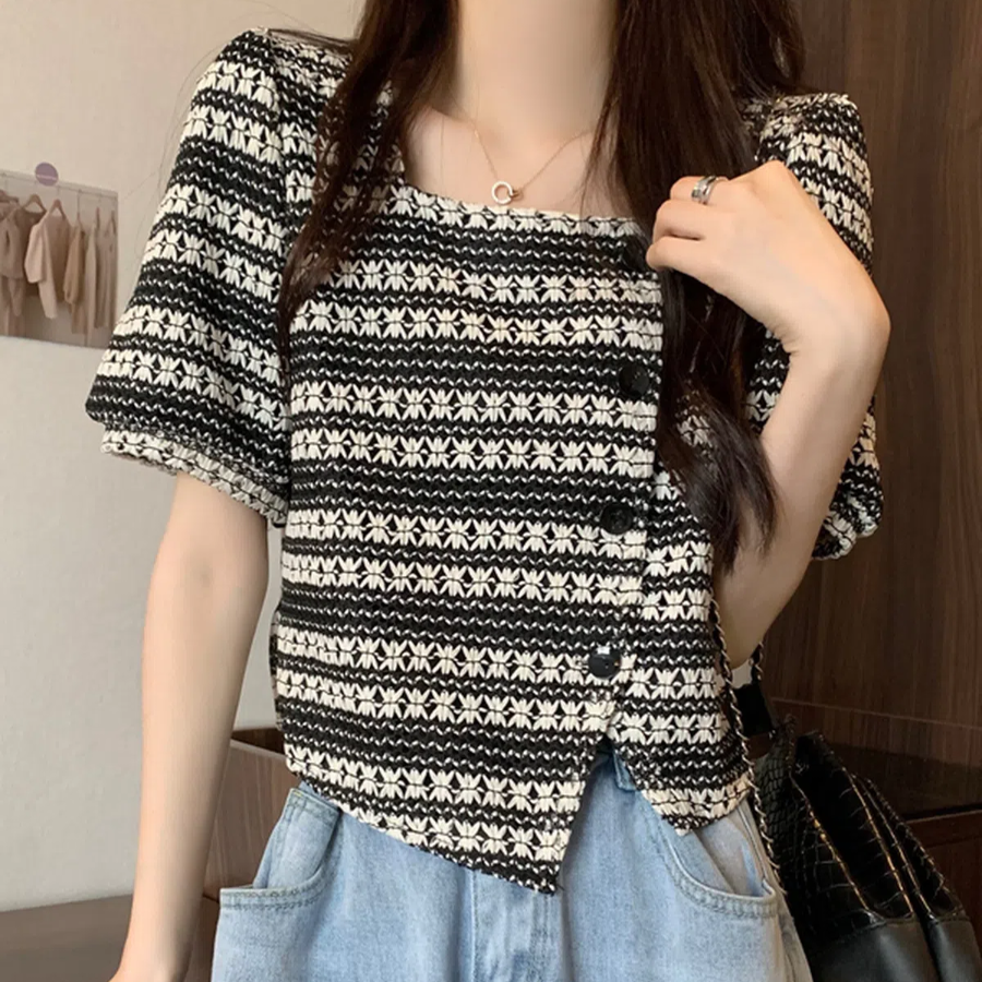 Square Short Sleeve Blouse