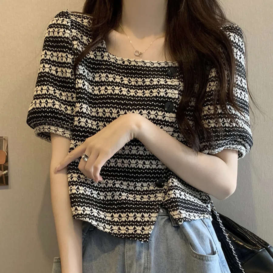 Square Short Sleeve Blouse