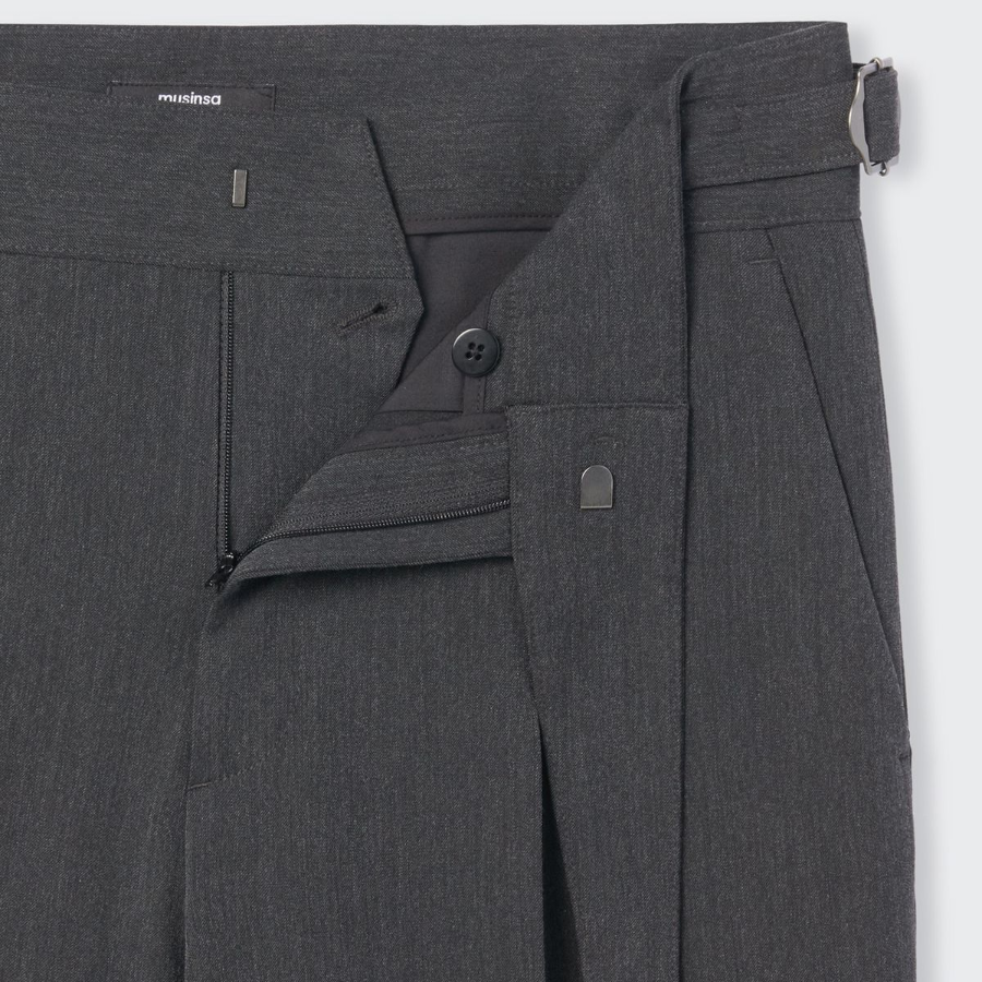 [Cooltandard] Classic Adjust One Tuck Tapered Slacks [Charcoal Gray]
