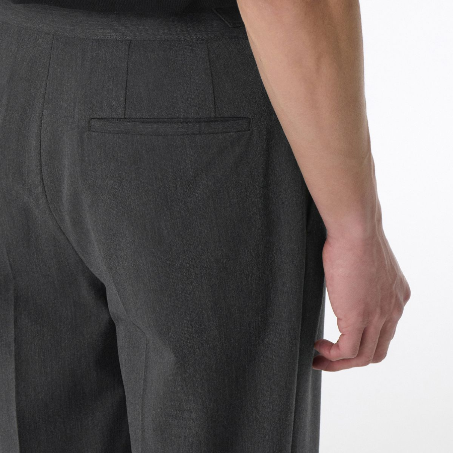 [Cooltandard] Classic Adjust One Tuck Tapered Slacks [Charcoal Gray]