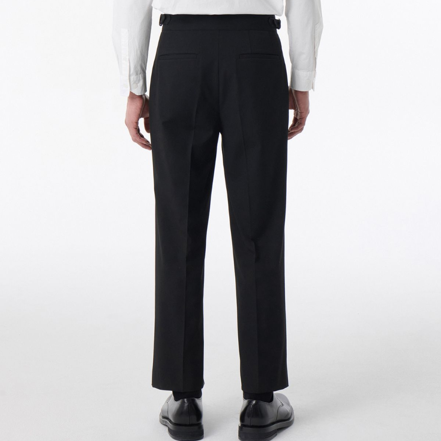 [Cooltandard] Classic Adjust One Tuck Tapered Slacks [Black]