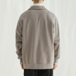 Melange Master Oversized Collar Half-Zip Sweatshirt – Greyish Beige