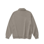 Melange Master Oversized Collar Half-Zip Sweatshirt – Greyish Beige