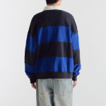 Musinsa Standard Oversized Stripe Rugby Sweatshirt – Navy/Blue
