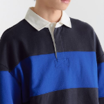 Musinsa Standard Oversized Stripe Rugby Sweatshirt – Navy/Blue