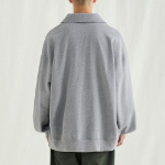 Melange Master Oversized Collar Half-Zip Hoodie – Grey