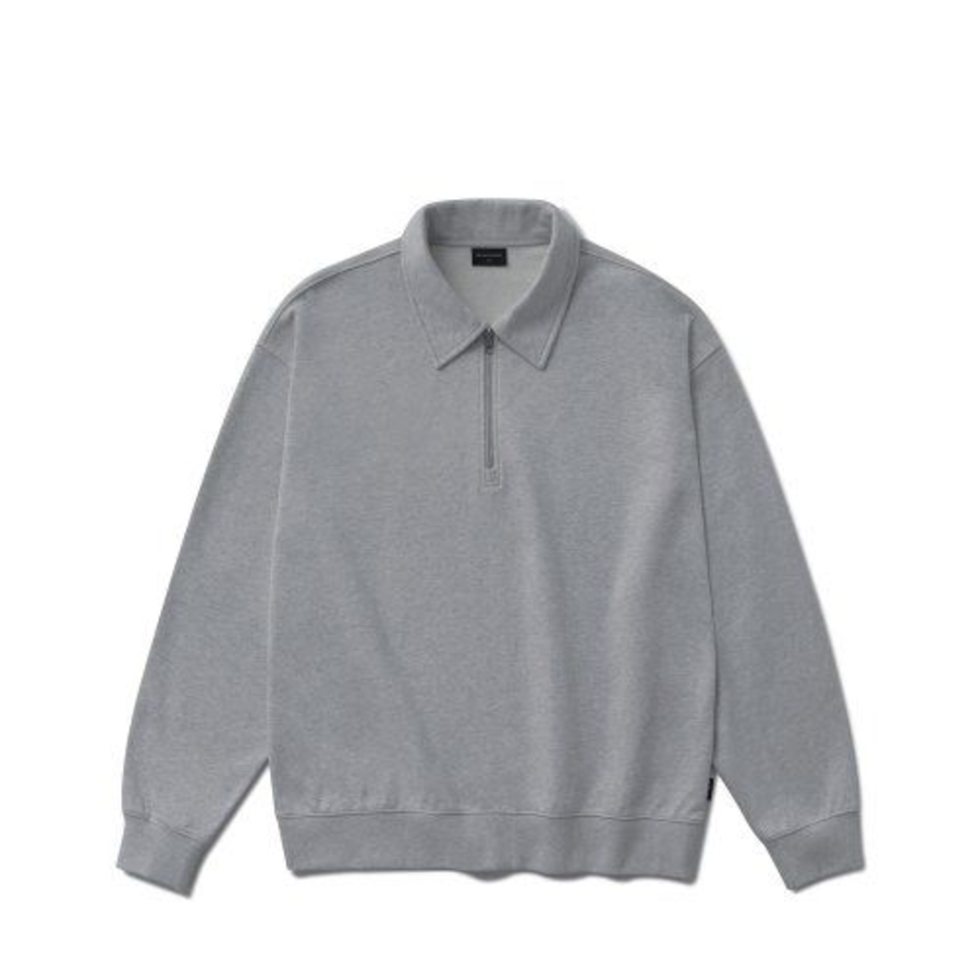 Melange Master Oversized Collar Half-Zip Hoodie – Grey