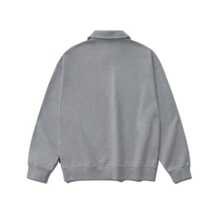 Melange Master Oversized Collar Half-Zip Hoodie – Grey