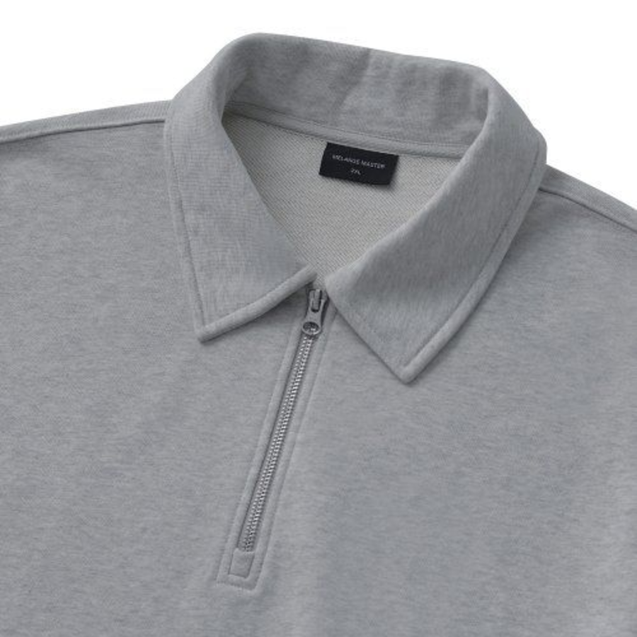 Melange Master Oversized Collar Half-Zip Hoodie – Grey