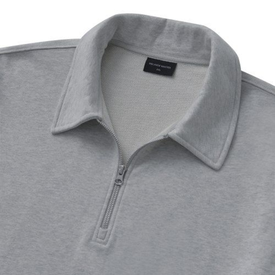 Melange Master Oversized Collar Half-Zip Hoodie – Grey