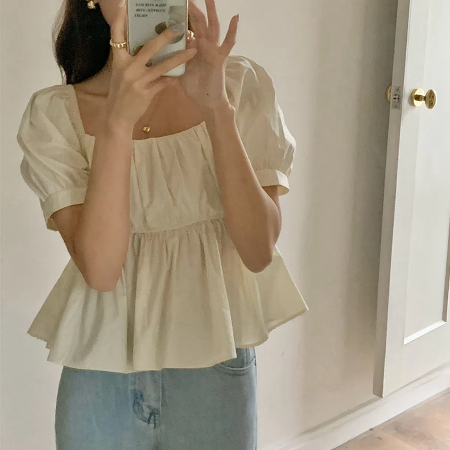 Shirring A-Line – блузка Peplum Flare Crop Blouse