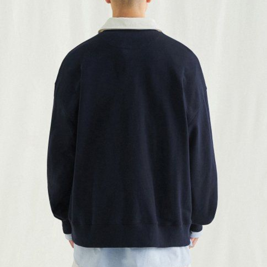 Melange Master Big Oversized Rugby Sweatshirt – Navy