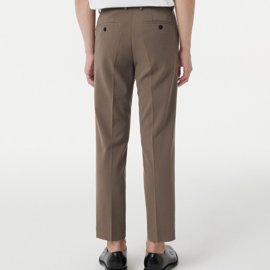 [Cooltandard] Tapered Hidden Banding Crop Slacks [Dusty Beige]