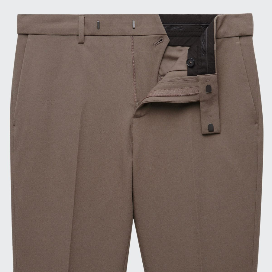 [Cooltandard] Tapered Hidden Banding Crop Slacks [Dusty Beige]