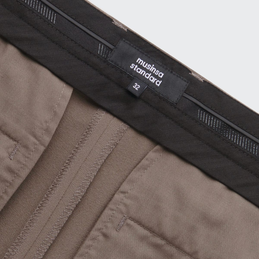 [Cooltandard] Tapered Hidden Banding Crop Slacks [Dusty Beige]