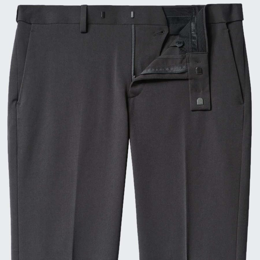 [Cooltandard] Tapered Hidden Banding Crop Slacks [Gunmetal]