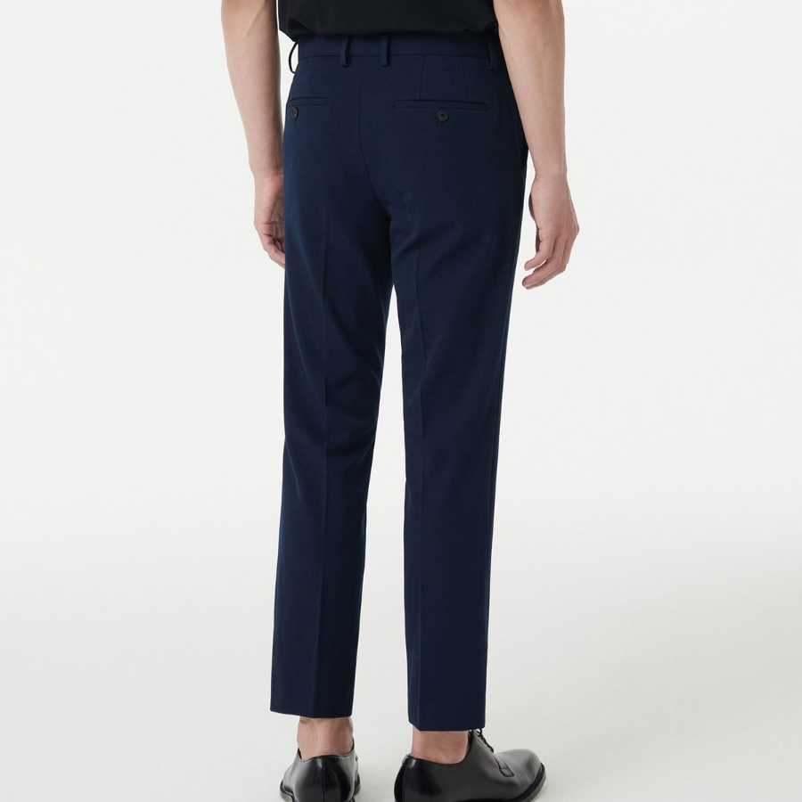 [Cooltandard] Tapered Hidden Banding Crop Slacks [Deep Blue]