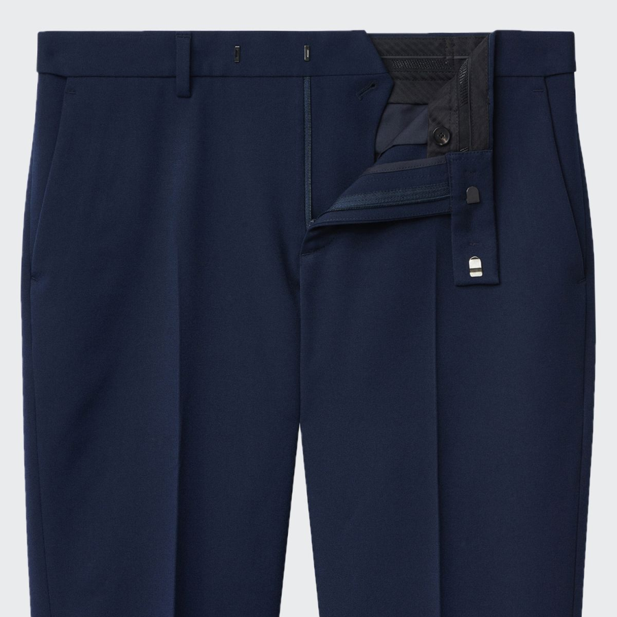 [Cooltandard] Tapered Hidden Banding Crop Slacks [Deep Blue]