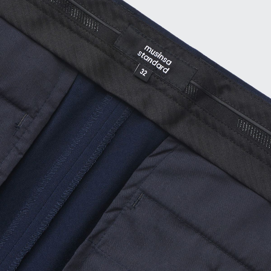 [Cooltandard] Tapered Hidden Banding Crop Slacks [Deep Blue]