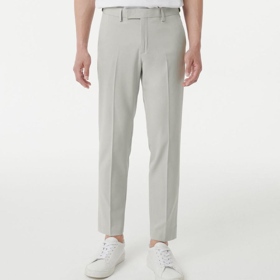 [Cooltandard] Tapered Hidden Banding Crop Slacks [Cream]