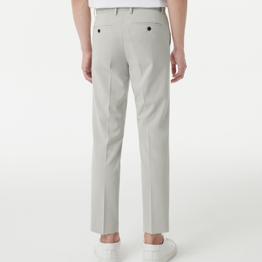 [Cooltandard] Tapered Hidden Banding Crop Slacks [Cream]