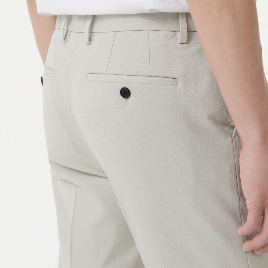 [Cooltandard] Tapered Hidden Banding Crop Slacks [Cream]