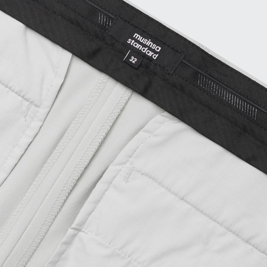 [Cooltandard] Tapered Hidden Banding Crop Slacks [Cream]